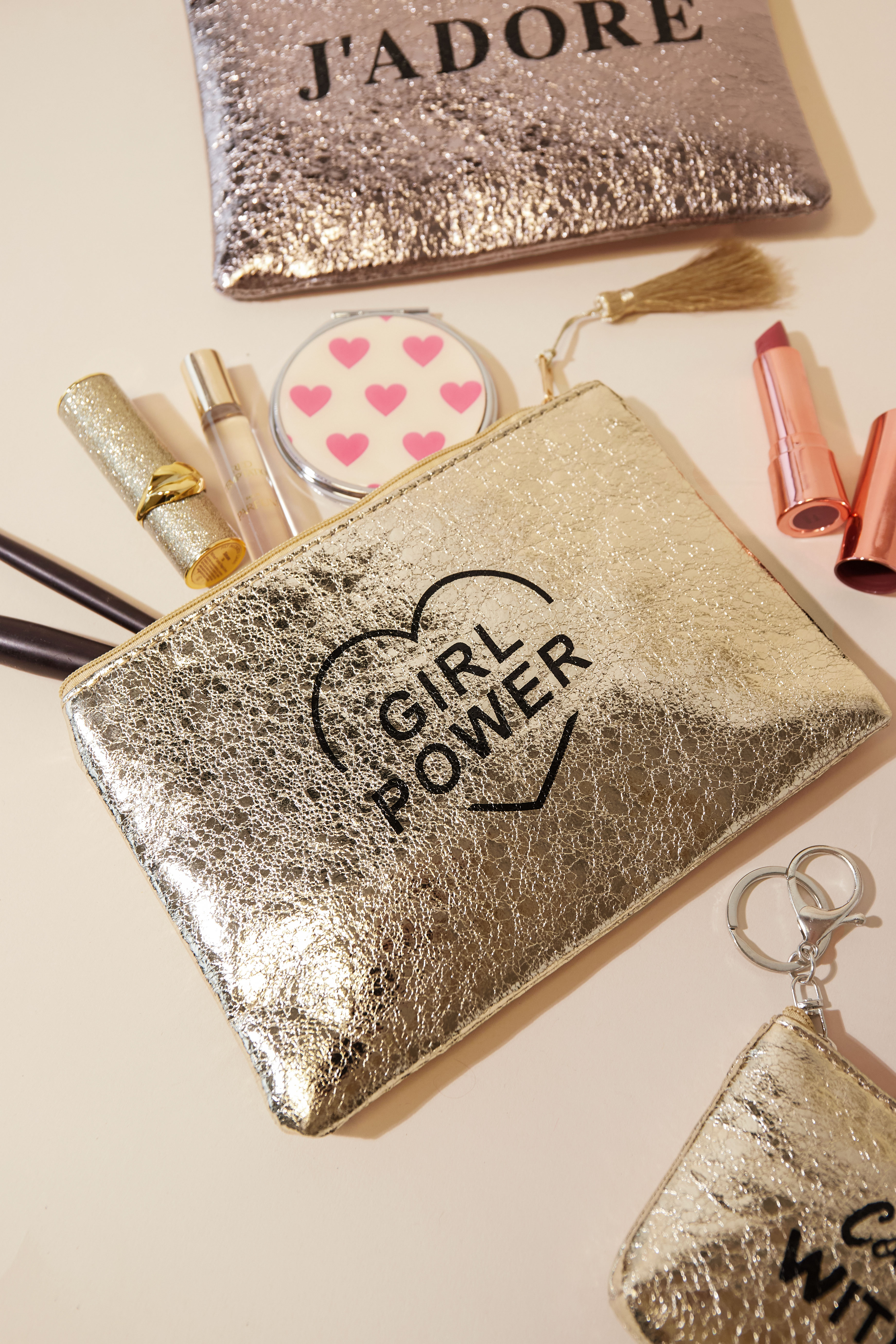 Make-up tas metallic all you need is love - roze h5 Afbeelding3